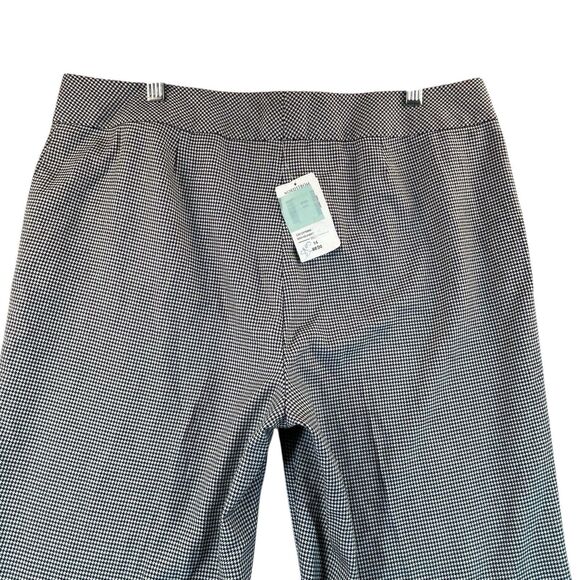 Semantiks Pants Women's Sz 14 Houndstooth Wide Leg Cuff Black White Faux Pockets - Picture 9 of 13